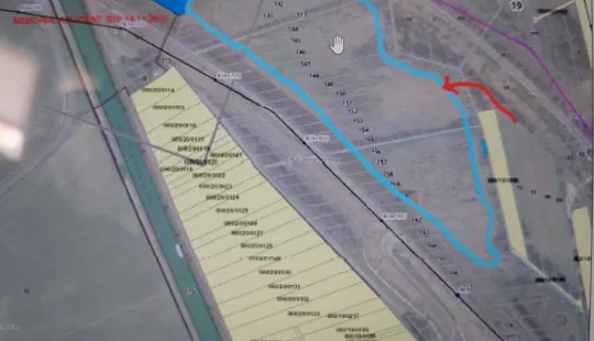 Délimitation occupation entourée en bleu